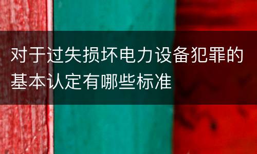 对于过失损坏电力设备犯罪的基本认定有哪些标准