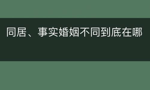 同居、事实婚姻不同到底在哪