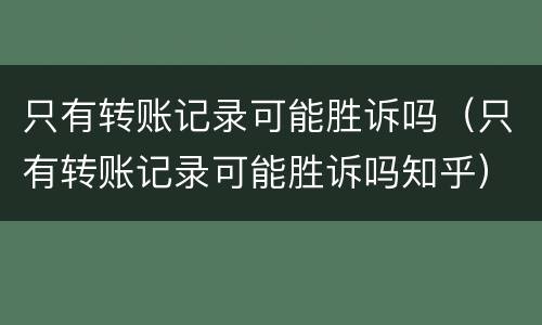 只有转账记录可能胜诉吗（只有转账记录可能胜诉吗知乎）