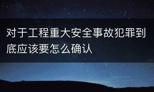 对于工程重大安全事故犯罪到底应该要怎么确认