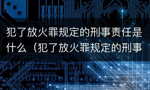 犯了放火罪规定的刑事责任是什么（犯了放火罪规定的刑事责任是什么）