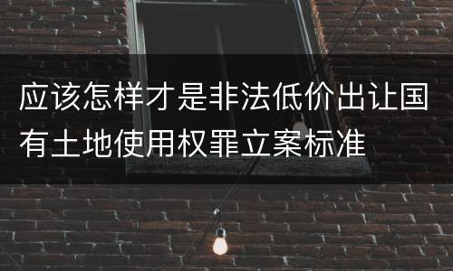 应该怎样才是非法低价出让国有土地使用权罪立案标准