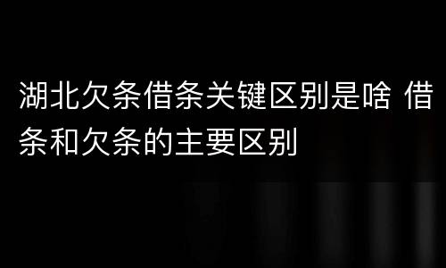 湖北欠条借条关键区别是啥 借条和欠条的主要区别