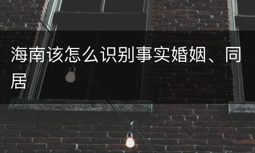 海南该怎么识别事实婚姻、同居