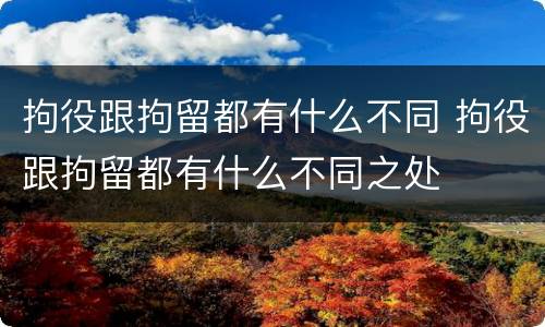 拘役跟拘留都有什么不同 拘役跟拘留都有什么不同之处