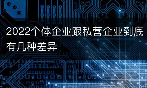 2022个体企业跟私营企业到底有几种差异