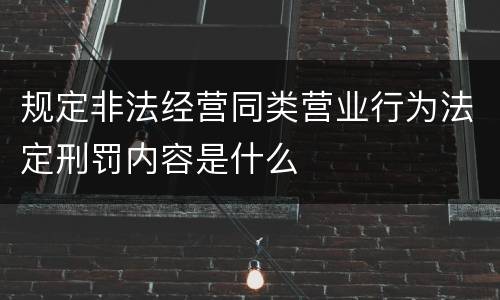 规定非法经营同类营业行为法定刑罚内容是什么