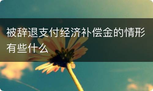 被辞退支付经济补偿金的情形有些什么