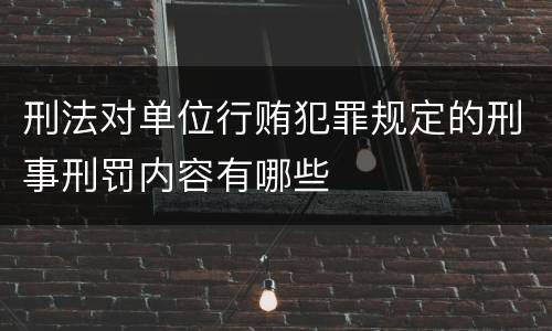 刑法对单位行贿犯罪规定的刑事刑罚内容有哪些