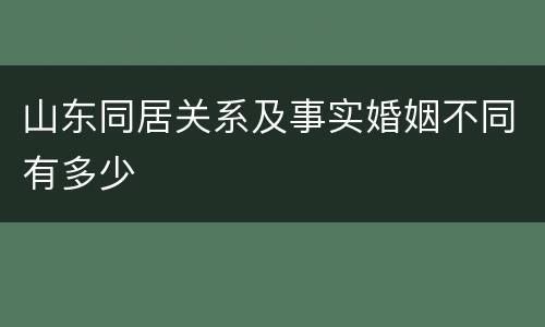 山东同居关系及事实婚姻不同有多少