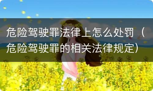 危险驾驶罪法律上怎么处罚（危险驾驶罪的相关法律规定）