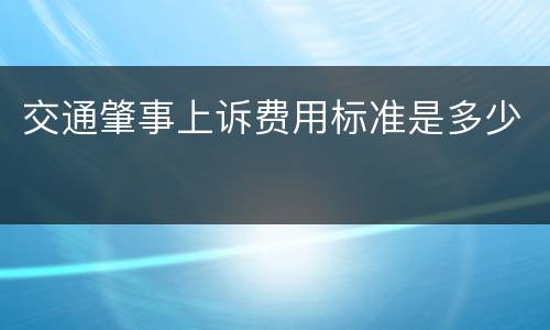 交通肇事上诉费用标准是多少