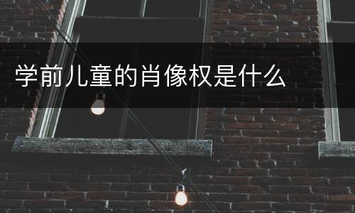 学前儿童的肖像权是什么