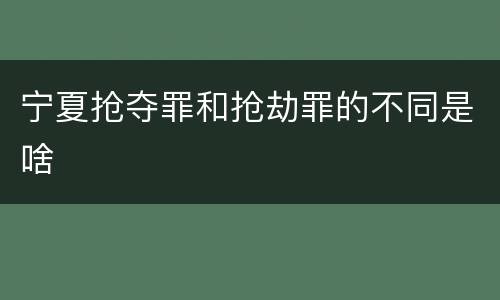 宁夏抢夺罪和抢劫罪的不同是啥