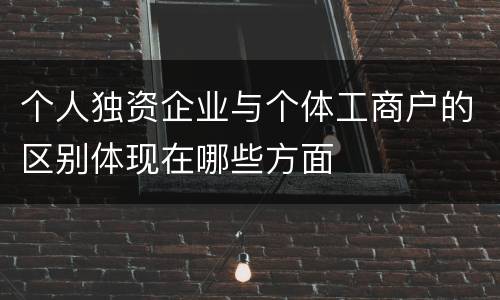 个人独资企业与个体工商户的区别体现在哪些方面