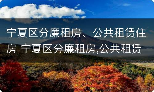 宁夏区分廉租房、公共租赁住房 宁夏区分廉租房,公共租赁住房和住宅