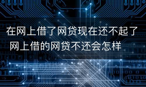 在网上借了网贷现在还不起了 网上借的网贷不还会怎样