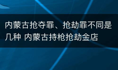 内蒙古抢夺罪、抢劫罪不同是几种 内蒙古持枪抢劫金店