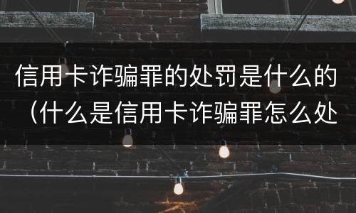 信用卡诈骗罪的处罚是什么的（什么是信用卡诈骗罪怎么处罚）