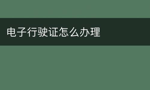 电子行驶证怎么办理