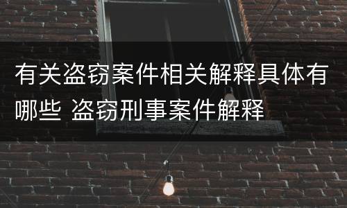 有关盗窃案件相关解释具体有哪些 盗窃刑事案件解释