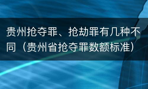 贵州抢夺罪、抢劫罪有几种不同（贵州省抢夺罪数额标准）