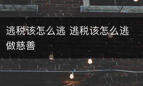 逃税该怎么逃 逃税该怎么逃 做慈善