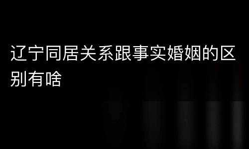 辽宁同居关系跟事实婚姻的区别有啥
