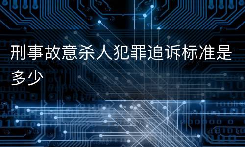 刑事故意杀人犯罪追诉标准是多少