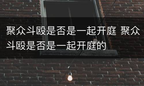 聚众斗殴是否是一起开庭 聚众斗殴是否是一起开庭的