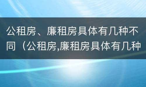 公租房、廉租房具体有几种不同（公租房,廉租房具体有几种不同吗）