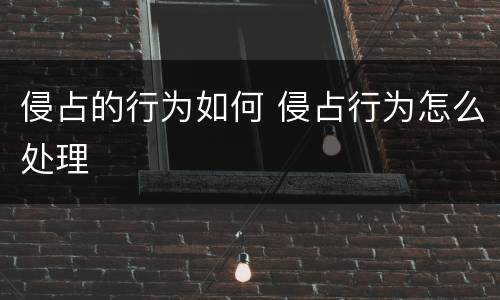 侵占的行为如何 侵占行为怎么处理