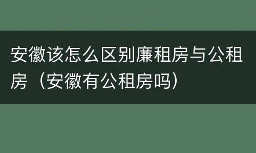 安徽该怎么区别廉租房与公租房（安徽有公租房吗）