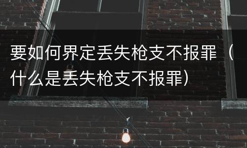 要如何界定丢失枪支不报罪（什么是丢失枪支不报罪）
