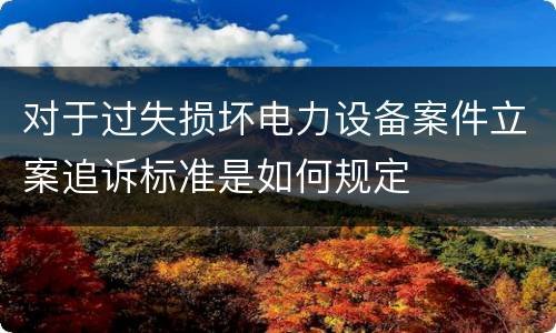 对于过失损坏电力设备案件立案追诉标准是如何规定