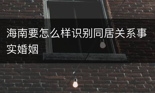 海南要怎么样识别同居关系事实婚姻