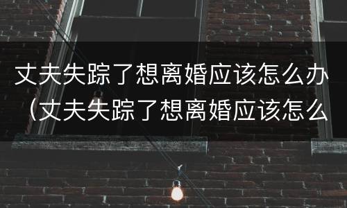 丈夫失踪了想离婚应该怎么办（丈夫失踪了想离婚应该怎么办理）