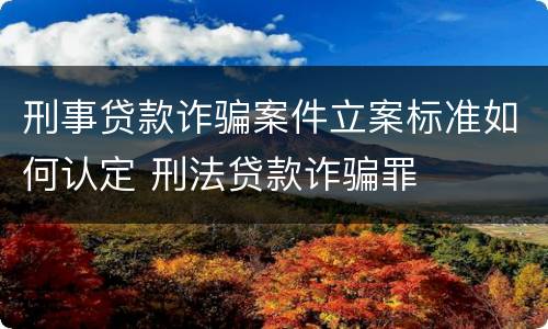 刑事贷款诈骗案件立案标准如何认定 刑法贷款诈骗罪