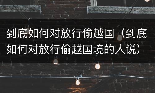到底如何对放行偷越国(到底如何对放行偷越国境的人说)