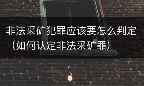非法采矿犯罪应该要怎么判定（如何认定非法采矿罪）