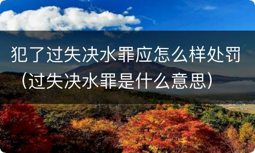 犯了过失决水罪应怎么样处罚（过失决水罪是什么意思）