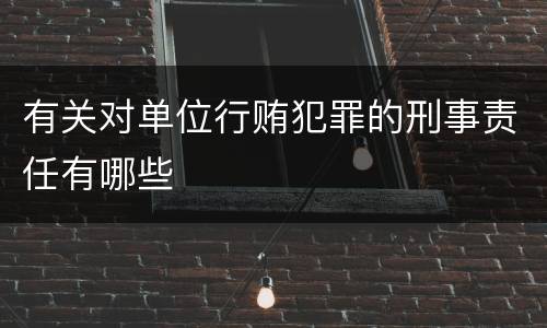 有关对单位行贿犯罪的刑事责任有哪些