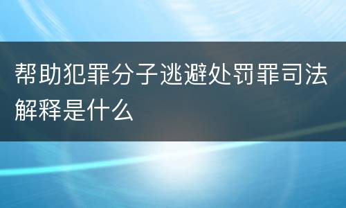 帮助犯罪分子逃避处罚罪司法解释是什么