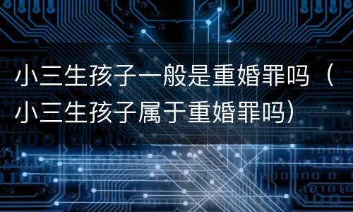 小三生孩子一般是重婚罪吗（小三生孩子属于重婚罪吗）