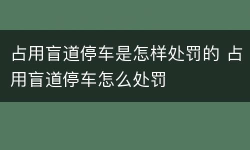 占用盲道停车是怎样处罚的 占用盲道停车怎么处罚