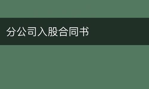 分公司入股合同书