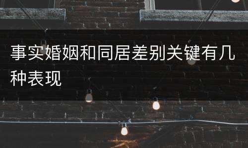 事实婚姻和同居差别关键有几种表现