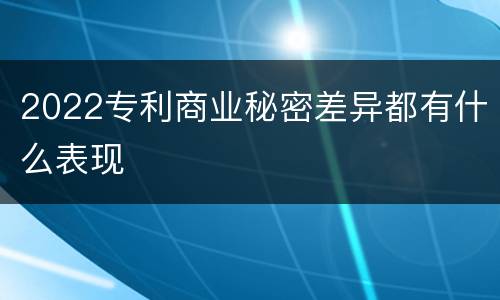 2022专利商业秘密差异都有什么表现