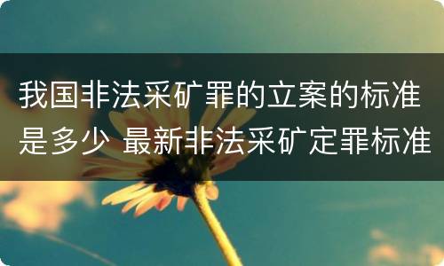 我国非法采矿罪的立案的标准是多少 最新非法采矿定罪标准