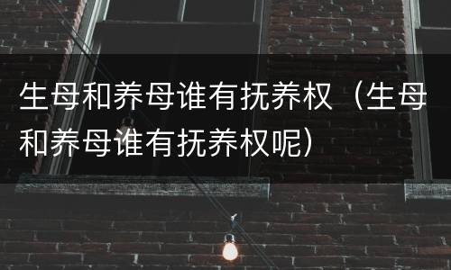 生母和养母谁有抚养权（生母和养母谁有抚养权呢）